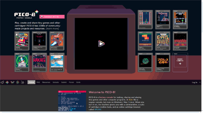 Pico-8 Website Screenshot - taken in March 2024